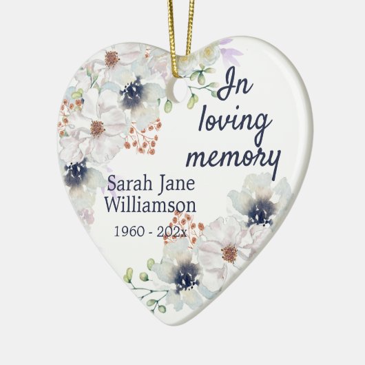 Loving Memory Keepsakeの水色フローラ セラミックオーナメント (左)