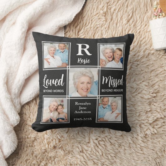 Loving Memory Keepsake 5 Photo Memorial クッション (ブランケット)