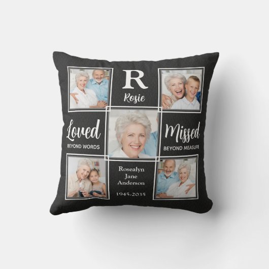 Loving Memory Keepsake 5 Photo Memorial クッション (裏面)