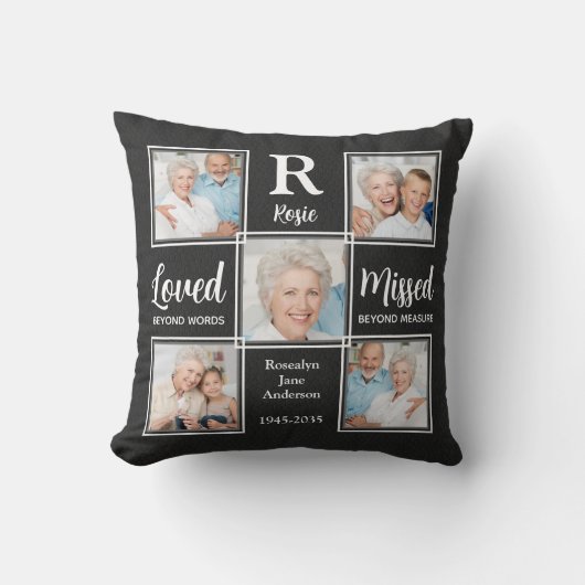 Loving Memory Keepsake 5 Photo Memorial クッション (正面)