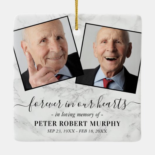 Loving Memory Marble Memorial写真 セラミックオーナメント (裏面)