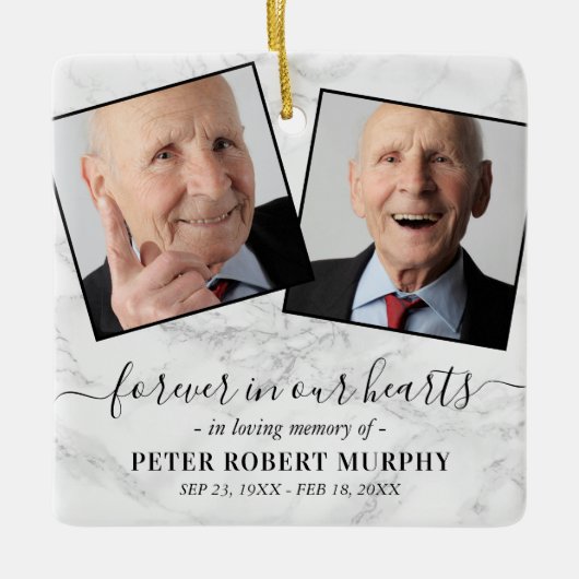 Loving Memory Marble Memorial写真 セラミックオーナメント (正面)