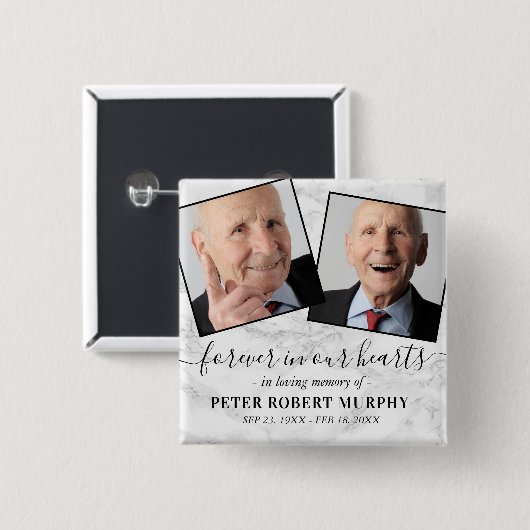 Loving Memory Marble Memorial写真 缶バッジ (正面&裏面)