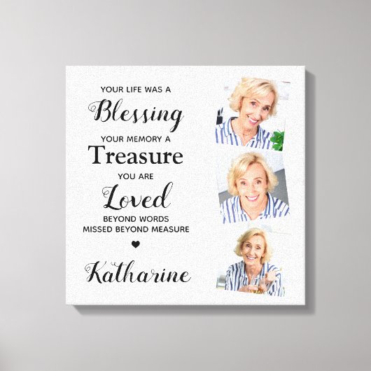Loving Memory Marble Memorial Keepsake Photo キャンバスプリント (正面)