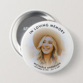 Loving Memory Memorialモダン文字カスタムと写真 缶バッジ (正面&裏面)