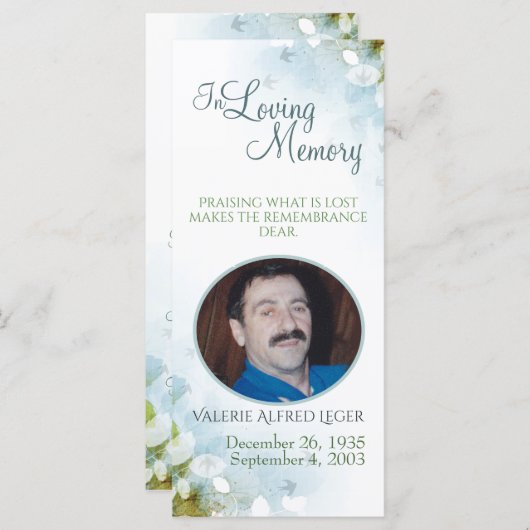 Loving Memory Memorial Keepsake Companity Card (正面/裏面)