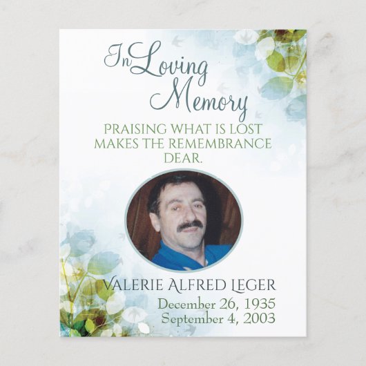 Loving Memory Memorial Keepsake Companity Card (正面)