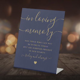 Loving Memory Memorial Navy Blue金ゴールド結婚 台座サイン