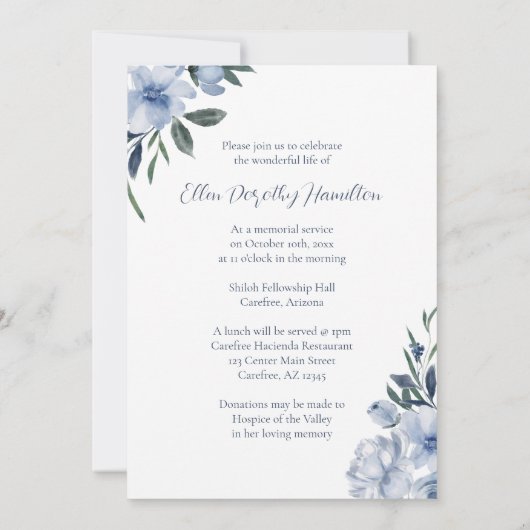 Loving Memory Memorial Serviceに参加 招待状 (裏面)