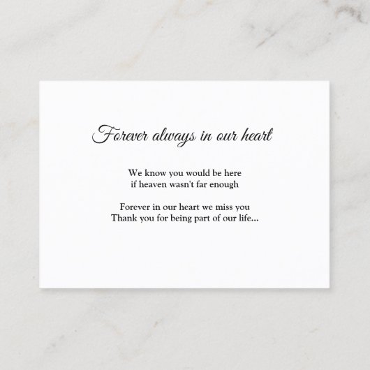 loving memory name文字キープサク祈りの言葉カード 名刺 (裏面)