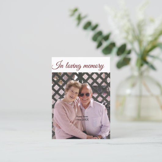 loving memory name文字キープサク祈りの言葉カード 名刺 (スタンド正面)