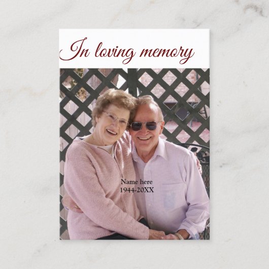 loving memory name文字キープサク祈りの言葉カード 名刺 (正面)