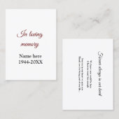 loving memory name文字キープサク祈りの言葉カード 名刺 (正面/裏面)