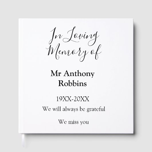 Loving memory of name葬儀記念メモリの記念ファイル ゲストブック (正面)