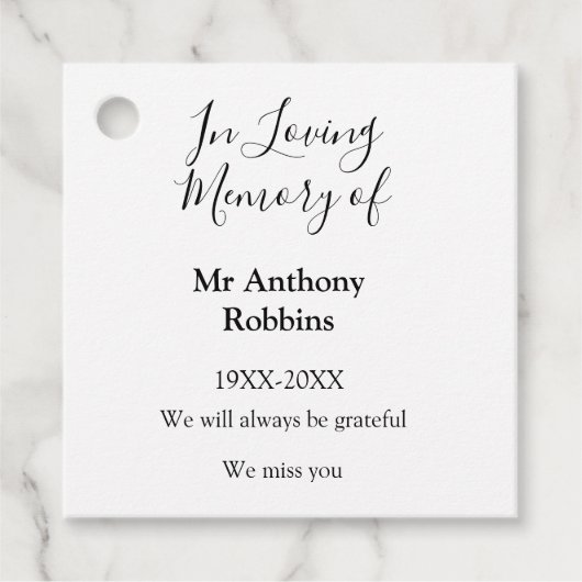 Loving memory of name葬儀記念メモリの記念ファイル フェイバータグ (正面)