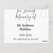 Loving memory of name葬儀記念メモリの記念ファイル ポストカード (裏面)