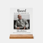 Loving Memory Photoに予約されたカスタムウェディング アクリルサイン (正面)