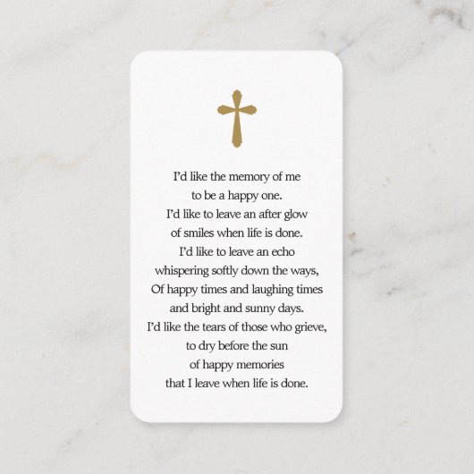 Loving Memory Photoブックマーク祈りの言葉カード 名刺 (裏面)
