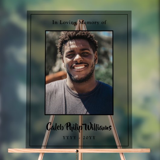 Loving Memory Photoモダンの黒いスクリプトの名前 アクリルサイン (ニュートラル)