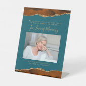 Loving Memory Photo Rustティール(緑がかった色)結婚 台座サイン (正面)