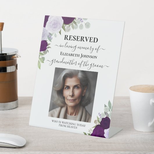 Loving Memory Purpleバラ結婚's 台座サイン (インサイチュ)