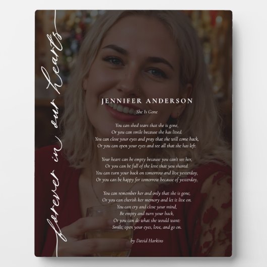 Loving Memory Scriptの写真エレガントと引用文/詩 フォトプラーク (正面)