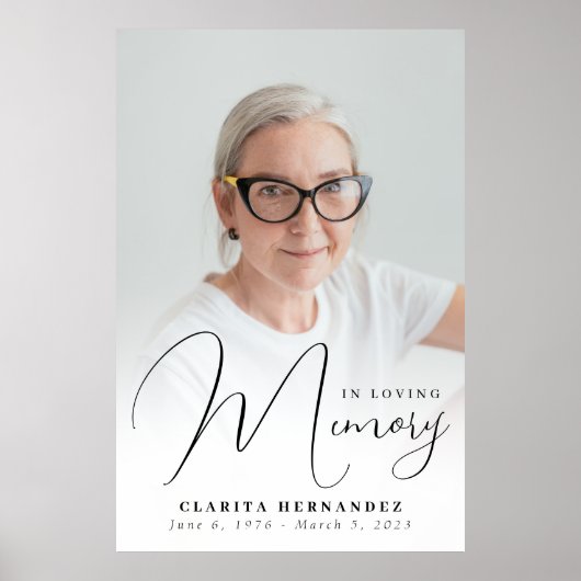 Loving Memory Script写真エレガント葬儀 ポスター (正面)