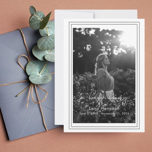 Loving Memory Script Framed Photo葬式プログラム 招待状