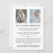 Loving Memory Serviceのミニマリスト写真ツイン 案内状 (正面)