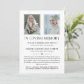 Loving Memory Serviceのミニマリスト写真ツイン 案内状 (スタンド正面)