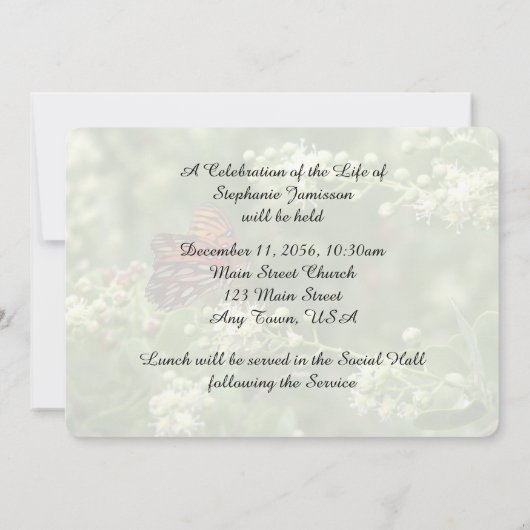 Loving Memory Service招待状，蝶 招待状 (裏面)