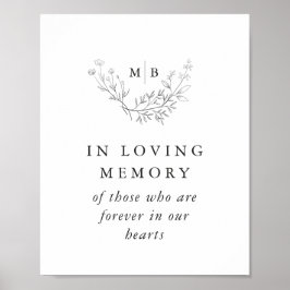 Loving Memory Sign フォーマル Monogram結婚's ポスター