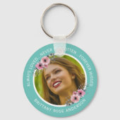 Loving Memory Waterカラーフローラフォトメモリアル キーホルダー (正面)