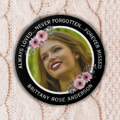 Loving Memory Waterカラーフローラフォトメモリアル 缶バッジ