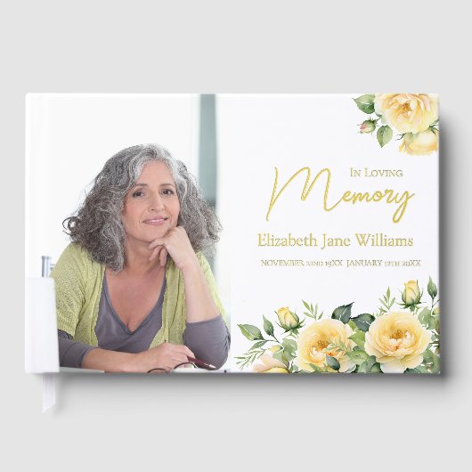 Loving Memory Yellow Roses 1 Photo Guest Book ゲストブック (正面)