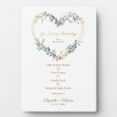 Loving Memory'sのピンクのフローラ結婚ハート フォトプラーク (正面)