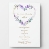 Loving Memory'sの紫のフローラ結婚ハート フォトプラーク (正面)