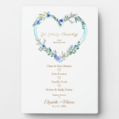 Loving Memory'sの青いフローラ結婚ハート フォトプラーク (正面)