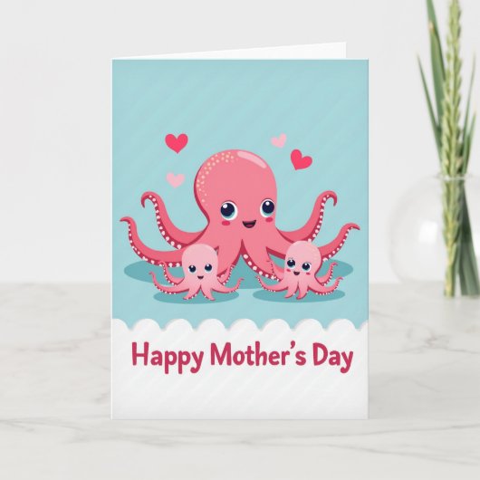 Loving Octopus Mothers Day Card カード (正面)
