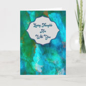 Loving Thoughts — Teal Watercolor Sympathy Card カード (正面)