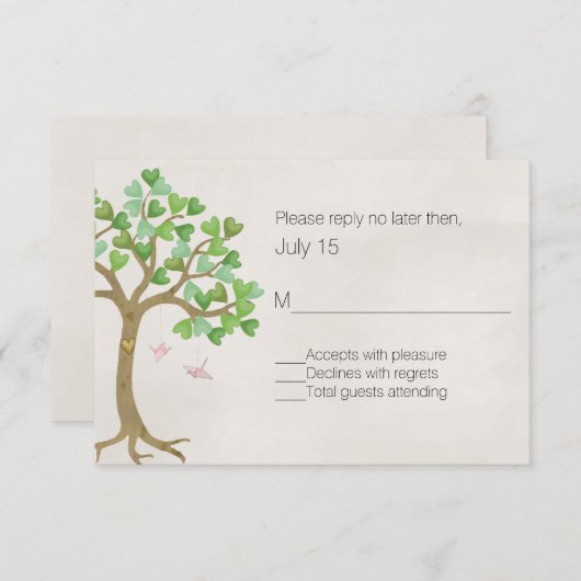 Loving Tree Wedding RSVPカード (正面/裏面)