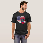 Loving USA & Georgia Local Flag Heart Proud Americ Tシャツ (正面フル)