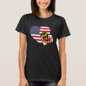 Loving USA & Maryland State Flag Heart Proud Ameri Tシャツ (正面)