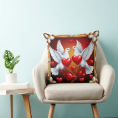 Loving White Doves Framed with Hearts クッション (椅子)