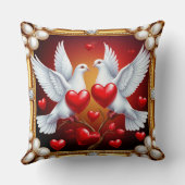 Loving White Doves Framed with Hearts クッション (裏面)