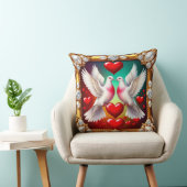 Loving White Doves Framed with Hearts クッション (椅子)
