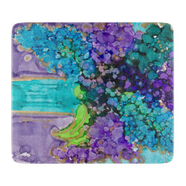 Lovitude Violet & Aqua Glass Cutting Board カッティングボード