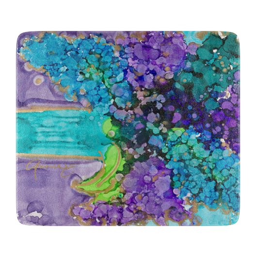 Lovitude Violet & Aqua Glass Cutting Board カッティングボード (正面)