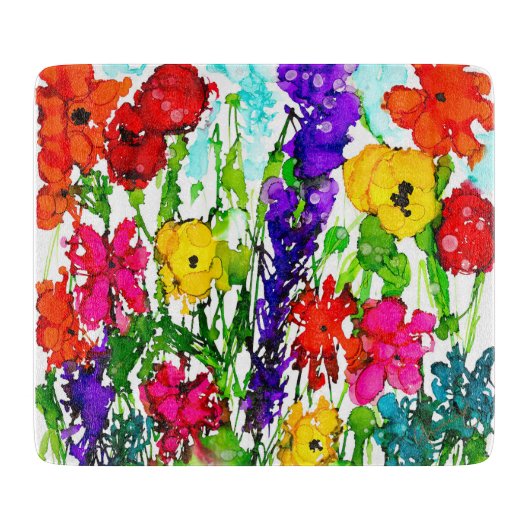 Lovitude Wildflowers Glass Cutting Board カッティングボード (正面)
