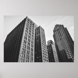 LOW ANGLE GRAYSCALE PHOTOGRAPHY OF HIGH-RISE BUILD ポスター